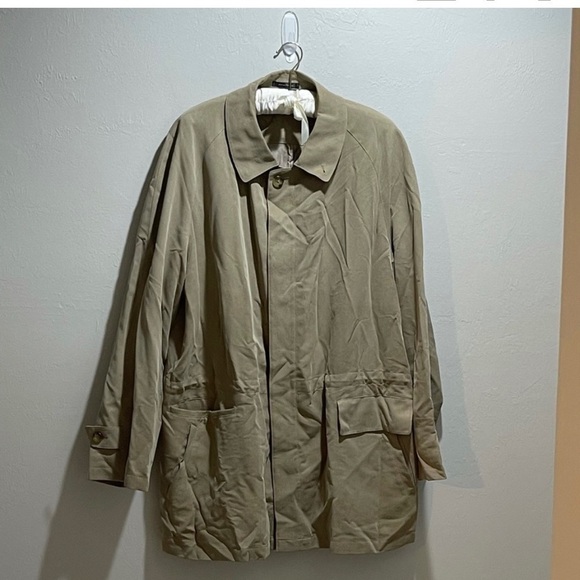 Sanyo Mens Rain Trench Coat Jacket Tan XL Anti-Magnetic Cell Phone Pocket - Picture 1 of 8